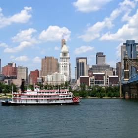 Cincinnato Skyline with Riverboat in forefront