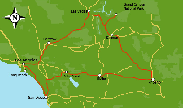 Jurnii RV - Three State Triangle  - 10 Days Itinerary Map